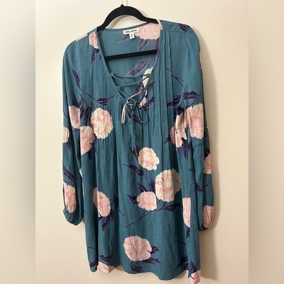 BILLABONG Just Like You Dress Womens Rayon Boho Floral Tunic Mini Dress Size S/P - Picture 4 of 14